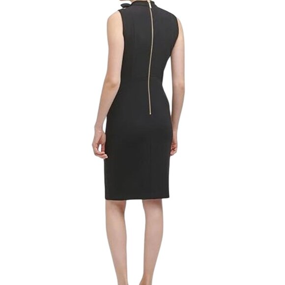 New, Calvin Klein Sleeveless Seamed Sheath w Tie Neck SZ 14 - Picture 8 of 9
